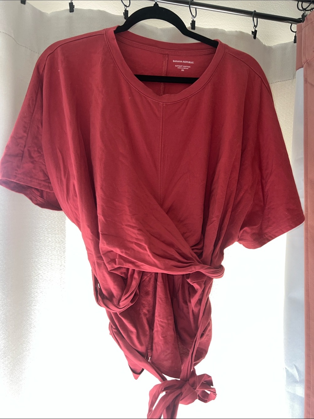 Banana Republic Brick Red Twist-Front Short Sleeve Top Plus Size XXL
